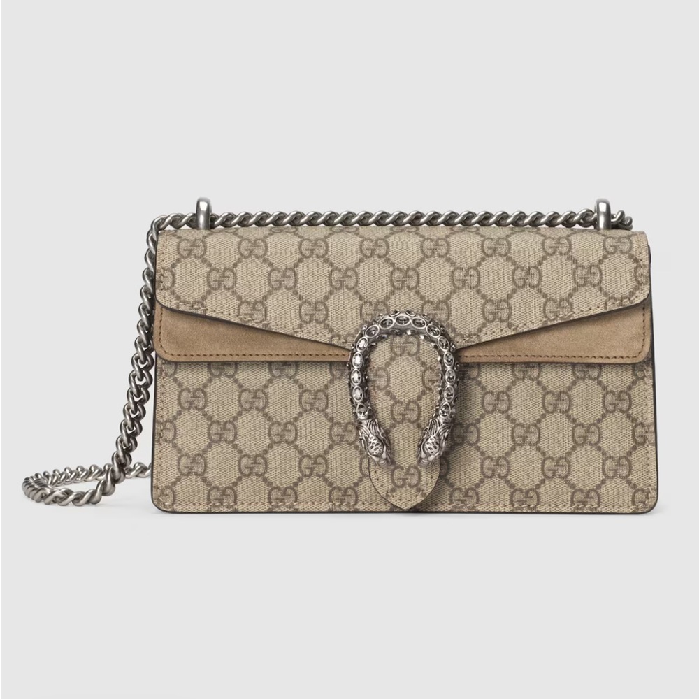 Gucci Monogram Dionysus medium tan suede